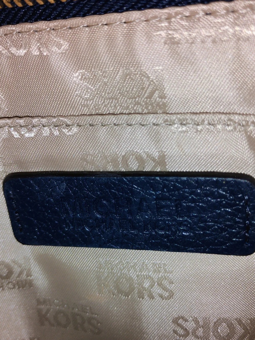 Michael Kors Navy Blue Leather Wristlet Clutch Pouch